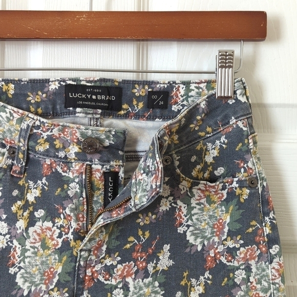 Lucky Brand Lolita Floral Low Rise Ankle Cropped Skinny Jeans Gray 00/24 - Picture 8 of 16